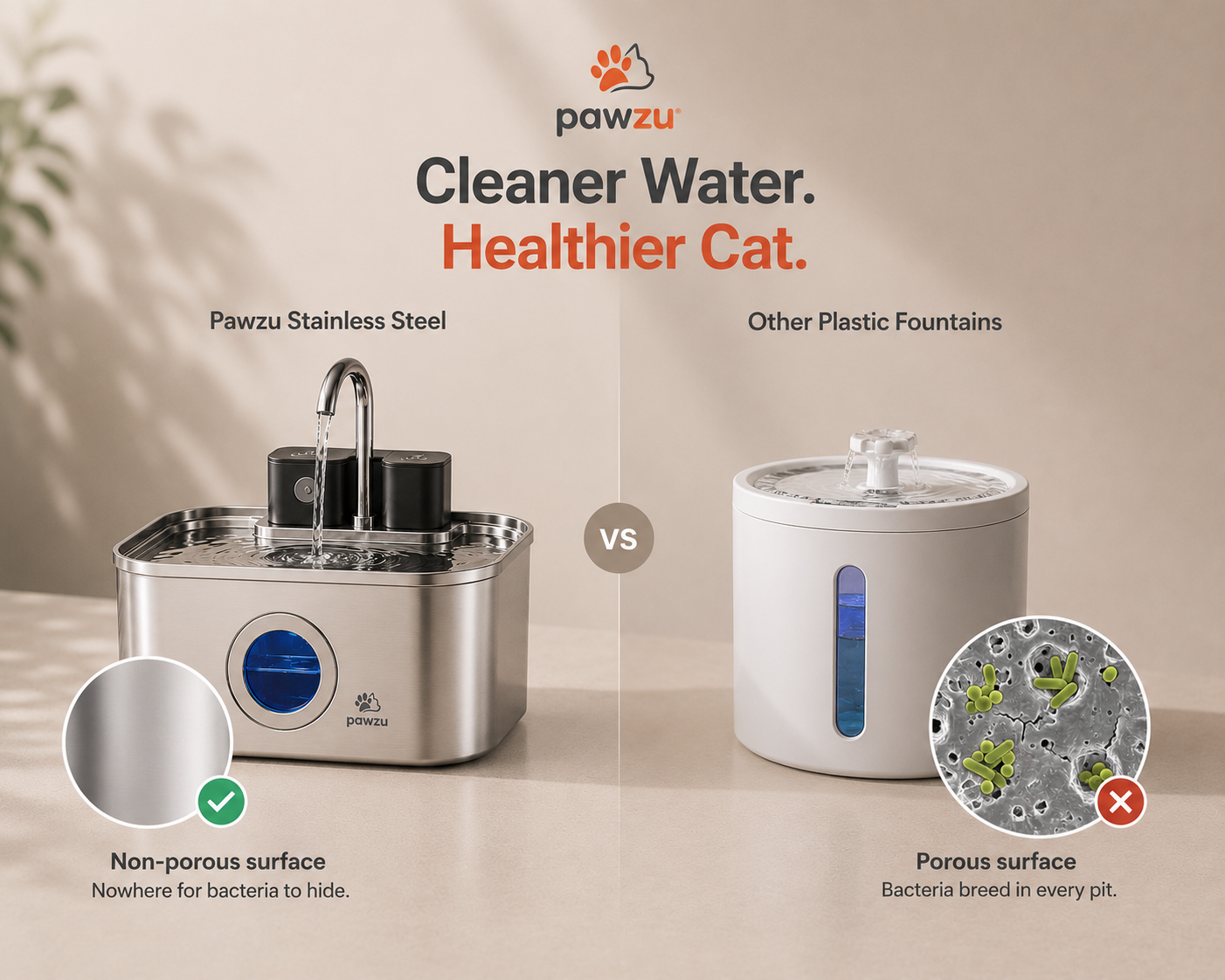 Stainless Steel Automatic Cat Water Fountain