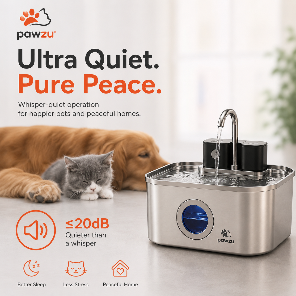 Stainless Steel Automatic Cat Water Fountain